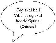 Oval billedforklaring: Jeg skal bo i Viborg, og skal hedde Quinsi (Quintess)
