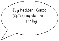 Oval billedforklaring: Jeg hedder  Kenzo, (Q-Tec) og skal bo i Herning
